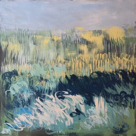 Reed Beds before the Storm Snape Suffolk. A painting by East Anglian artist Claire Oxley