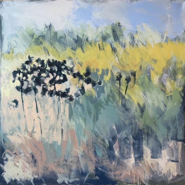 Sunlit Teasels - a painting by east Anglian artist Claire Oxley